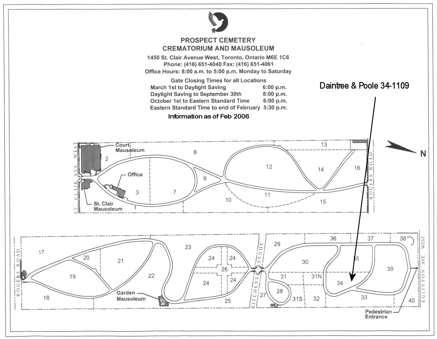 Headstones Prospect Cemetery Toronto Detailed Plot Map Brian
